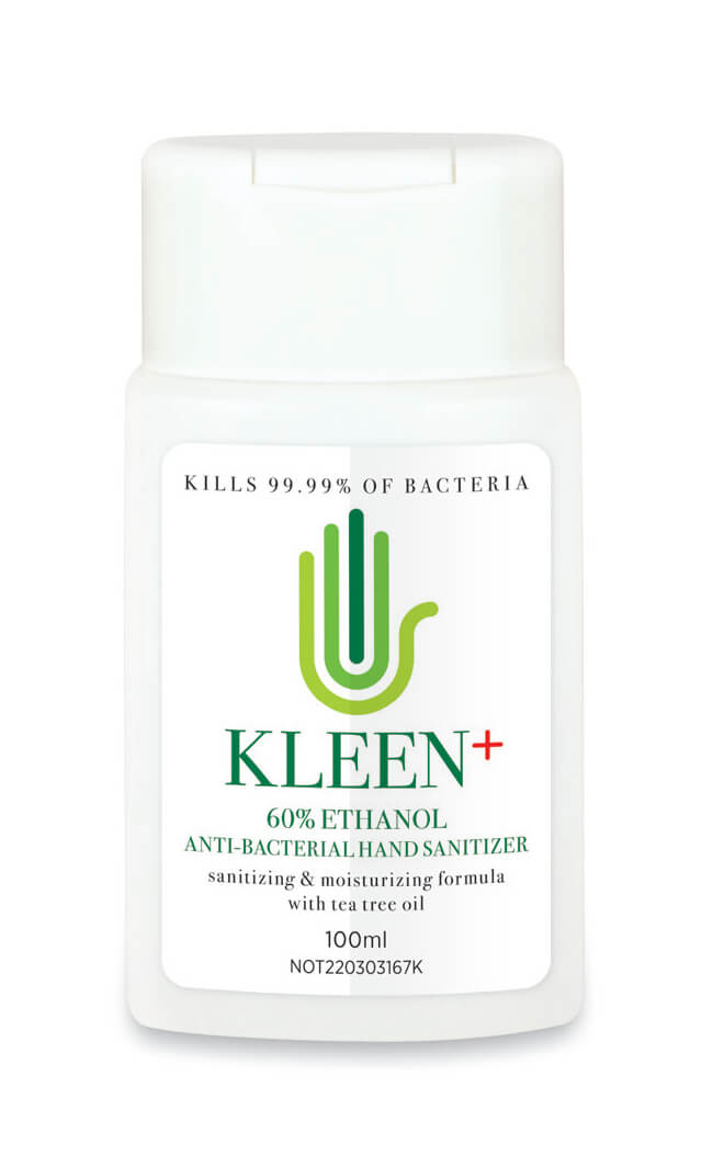 Kleen+ 60% Best Alcohol Anti Bacterial Hand Sanitizer with Tea Tree Oil Supplied by Canaan Alpha in Malaysia